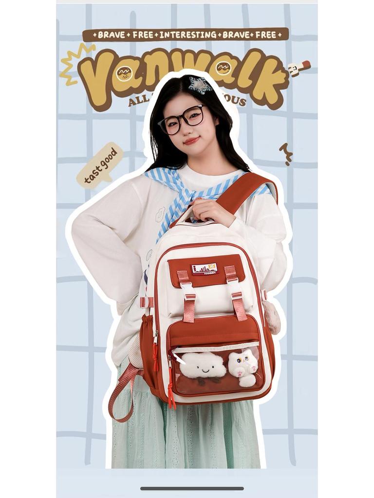 High-Capacity Colorblock Backpack for Girls - Lightweight, Spine-Support, Ideal for Middle & High School Students