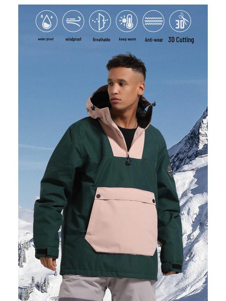 Unisex zimní barevně blokovaná sněhová kombinéza: Větruodolné, Voděodolné, Teplé, Venkovní lyžařské vybavení