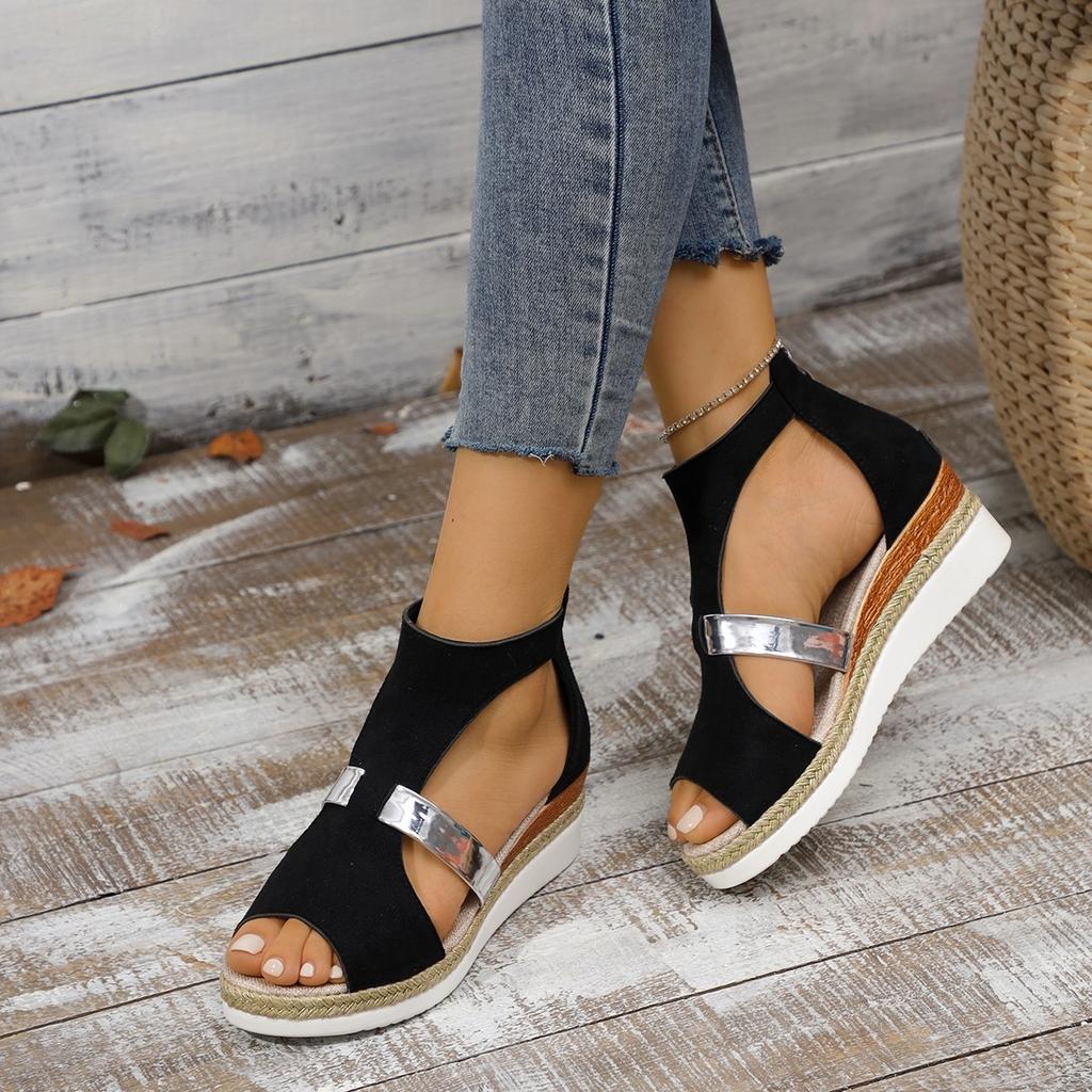 Neue Damen Keilsandalen Elegante Plateausandalen Damen Sommer Peeptoe High Heels Schuhe für Damen Sandalias De Mujer