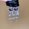 Korean Style Zircon Butterfly Water Drop Earrings - Light Luxury and Fashionable Stud Ear Jewelry
