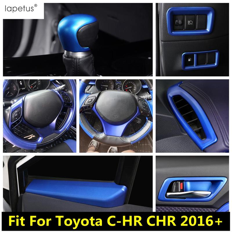Head Light Lamp Handle Bowl Shift Gear Knob Steering Wheel Cover Trim For Toyota C-HR CHR 2016 - Blue Accessories Interior