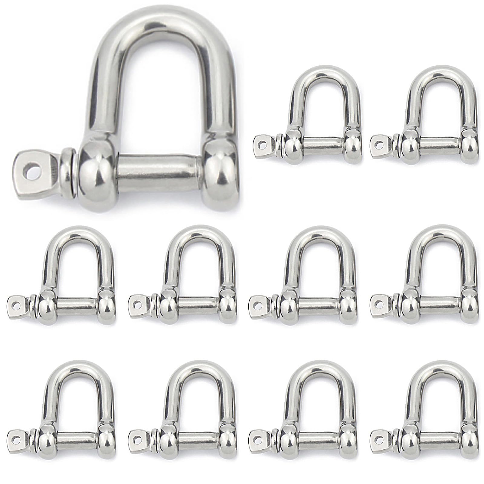 Stainless Steel Shackles D-Type M5 10pcs Shackle Stainless Steel Screw Shackle Hanger Bow Shackle