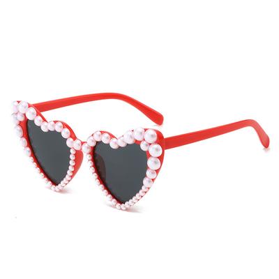 Óculos de Sol Populares em Forma de Coração com Pérolas, Personalidade Versátil, Forma de Coração, Amor Celebridade da Internet Luxo Doce Amor Óculos de Sol