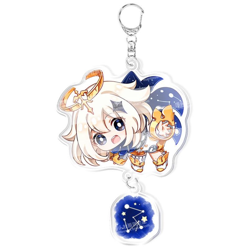Game Genshin Impact Keychains Acrylic Model School Bag Jewelry Keychian Metal Holder Key Ring For Children Girl Men Accessories