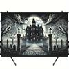 1pc, Haunted Manor Halloween Party Backdrop Fabric, Birthday Banner and Flag Supplies, Cake Table Party Decoration