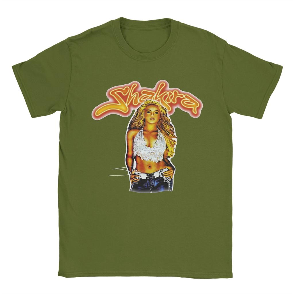 Singer Shakira Men T Shirt Vintage Tees Short Sleeve Crew Neck T-Shirts Cotton Plus Size Tops