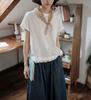 Women's Off-White Lace Short-Sleeve Top - Casual Japanese Literary Style for Summer