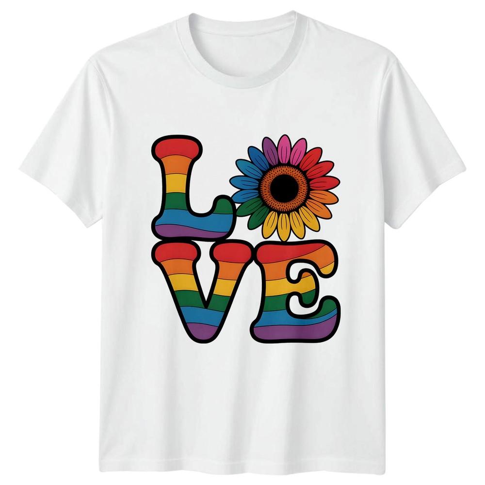 Love Unisexs TShirt Rainbow Sunflower Pride Pride Month Gift For Her S