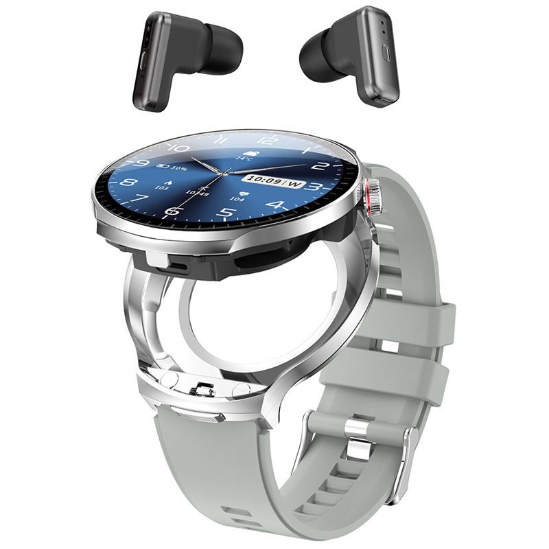 

Смарт-часы T100 BT Звонок Беспроводные наушники 2 в 1 TWS Наушники Фитнес-трекер ИИ Шумоподавление Музыкальная гарнитура Смарт-часы серебряный