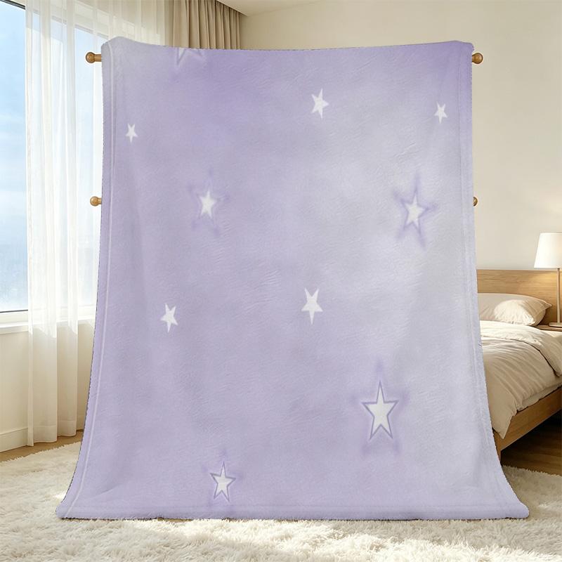 Lightweight Flannel Throw Blanket - Star Pattern, Soft & Cozy, Thin Throw for Home, Halloween & Christmas, Daily Comfort