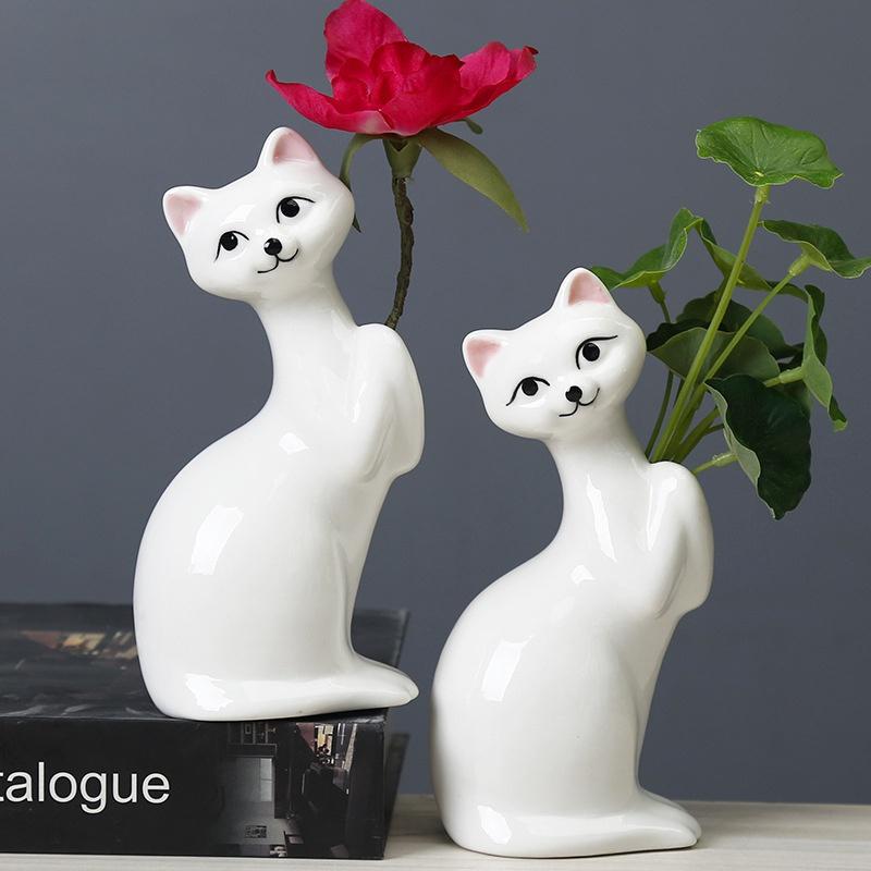 Χαριτωμένο Βάζο Γάτας Επιτραπέζια Διακοσμητικά Κεραμικό Υδροπονικό Βάζο Γλάστρα Μπουκάλι Αρωματοθεραπείας Διακόσμηση Σπιτιού Διακόσμηση Κήπου