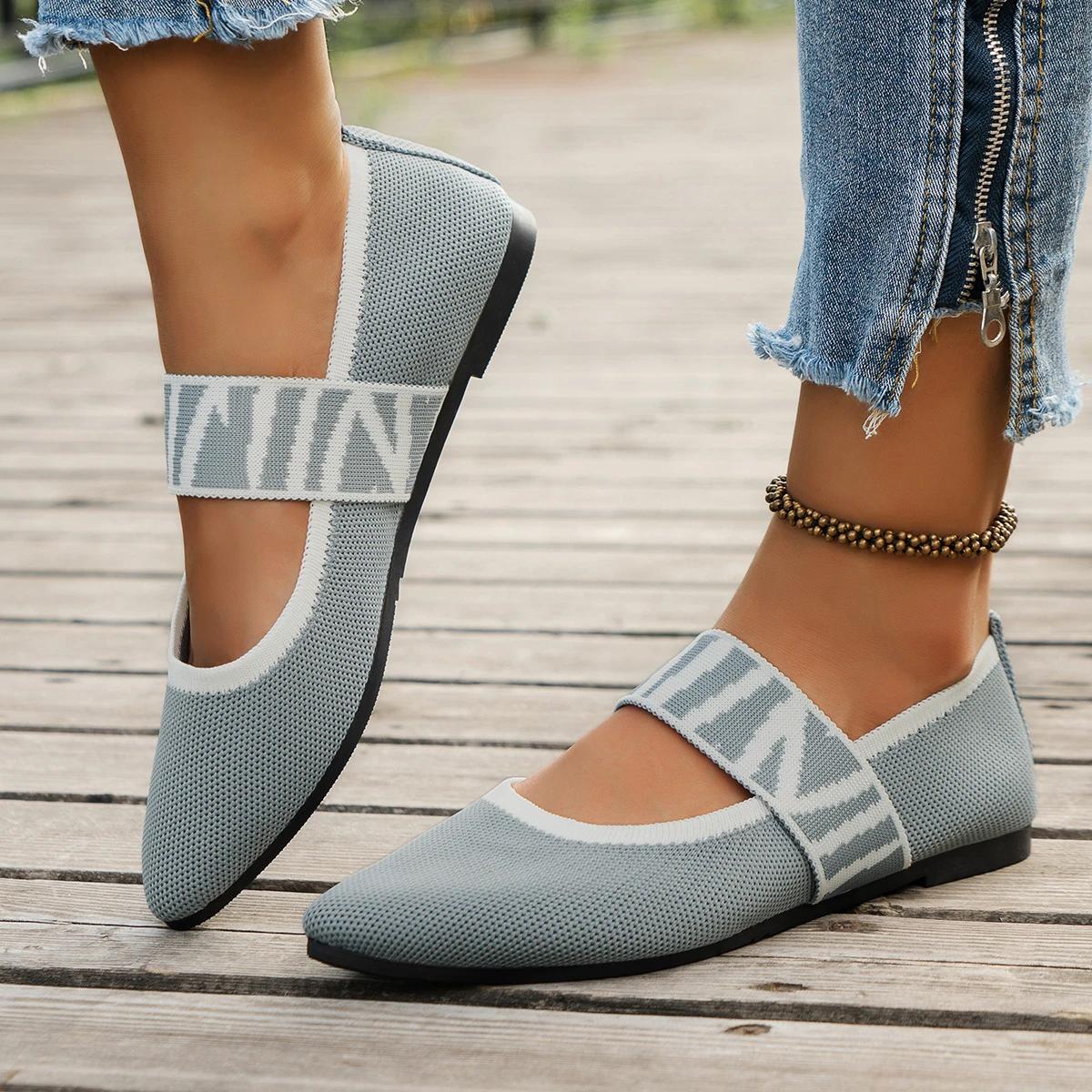 

Модные весенние элегантные женские балетки сетчатые повседневные туфли женские новые неглубокие кроссовки удобные с острым носком плоские туфли женские 2025 43 серый