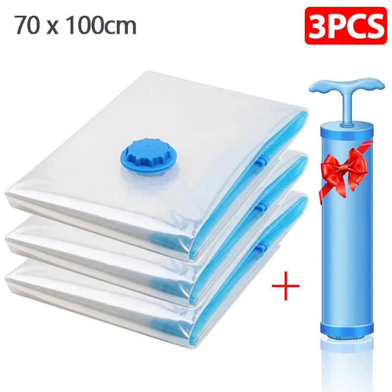Vacuum Storage Bags, Space Saver Bag, Vacume Pack Storage Bag for Clothes Blankets Travel Storage,Reusable Bags Double Zip Seal