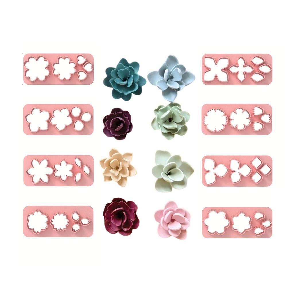 8PCS Floral Clay Molds Earring Making Molds For Handmade Earrings Jewelry Making With Reusable Silicone Petal Design