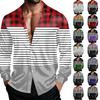 Chemise Veste à Carreaux Dégradés pour Homme Printemps Automne - Décontractée Respirante Coupe Ample Col Revers Surchemise