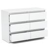 White Chest of Drawers with 6 Drawers 100 CM TV Cabinet Living Room Furniture Sideboard Wardrobe