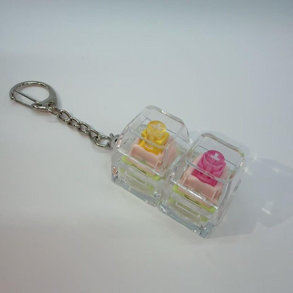New 1/2/3/4/9 Keys Keyboard Keychain Transparent Key Button Finger Toy Pass The Time Stress Relief Keycap Keychain Kids