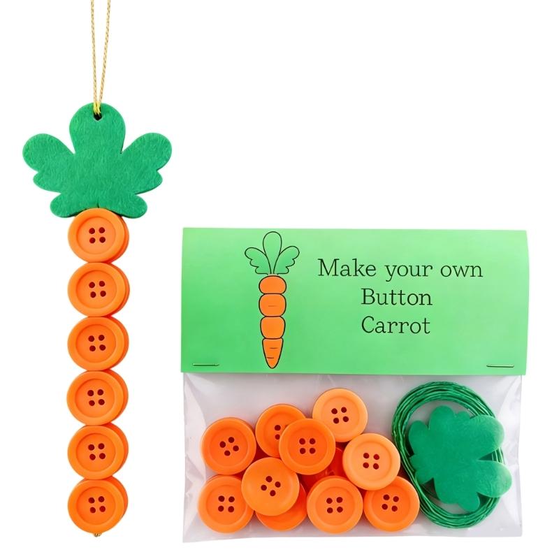 DIY Button Easter Ornament,Rabbit/Carrot/Eggs Button Pendants Easter Button Crafts Making,Holiday Hanging Decors Gift