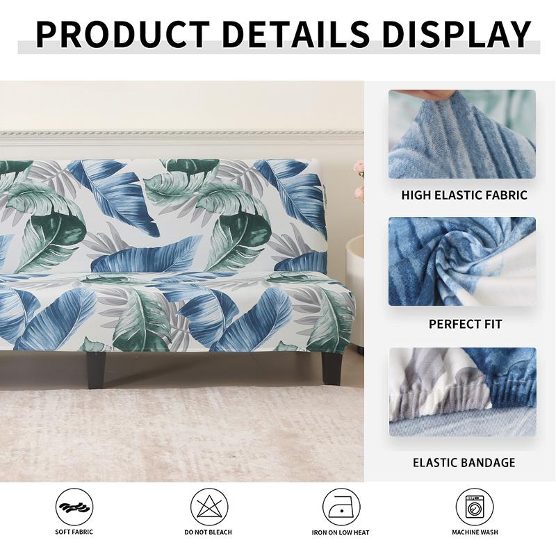 Stretch Futon Cover Armless Sofa Slipcover Folding Sofa Bed Couch Cover Washable Furniture Protector for Sofa Without Armrest