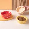 Ceramic Cat Bowl Lace Polka Dot Pet Bowl Anti-Black Chin Cat Food Bowl Cat Food Bowl Small Dog Teddy Pet Supplies