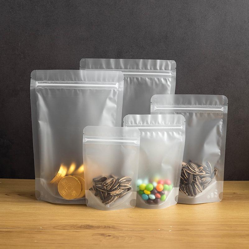 50Pcs Frosted Translucent Ziplock Kitchen Storage Bags Candy Food Dried Sealed Packaging Plastic Stand Up Pouch