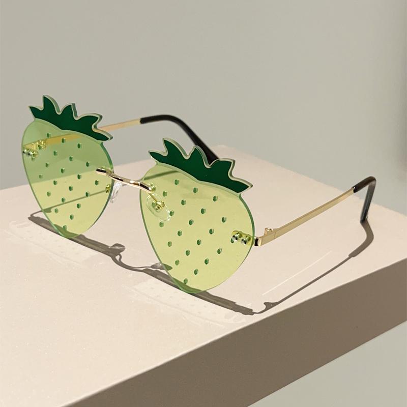 KAMMPT Strawberry Sunglasses Cute Multi-color Beach Shades Women Trendy Stylish Rave Sun Glasses Fashion Accessory