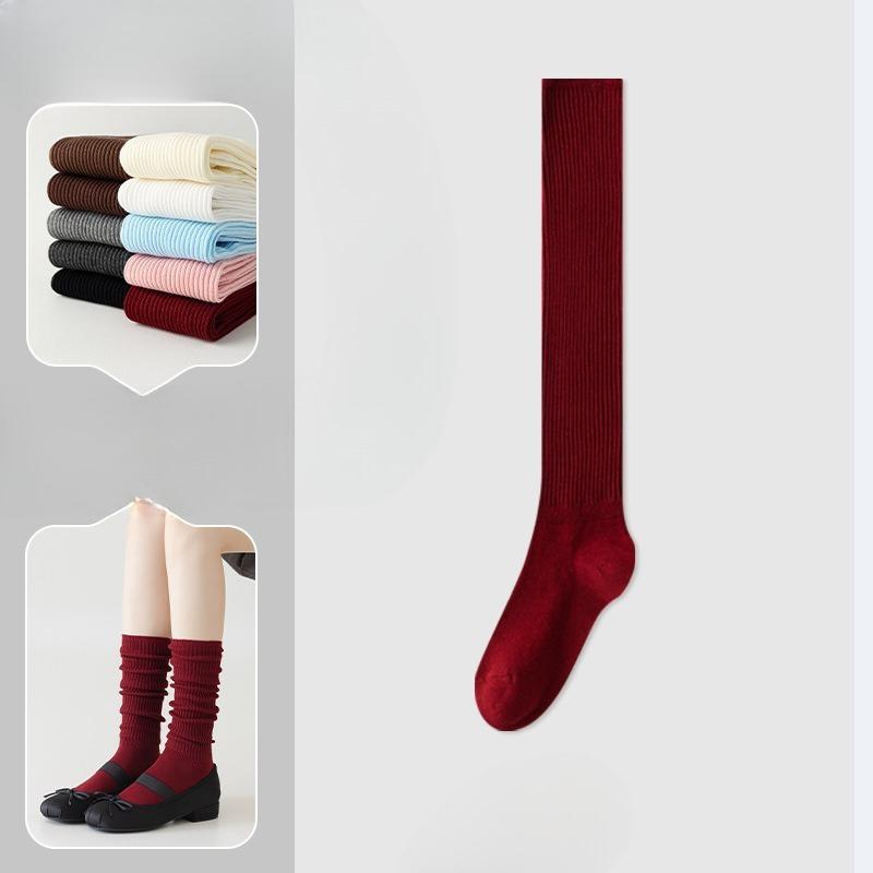 

Ankela Red Socks, Women s Calf Socks, Pure Cotton Autumn and Winter Angora Red Knee-high Socks, Vertical Boneless Socks, Pile Socks 1 pair Calf socks 36cm темно-червоний колір