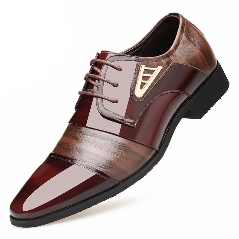 

Мужские свадебные туфли из натуральной кожи, деловые, с острым носком, мужские туфли-оксфорды, балетки, Zapatos Hombre 10 коричневый