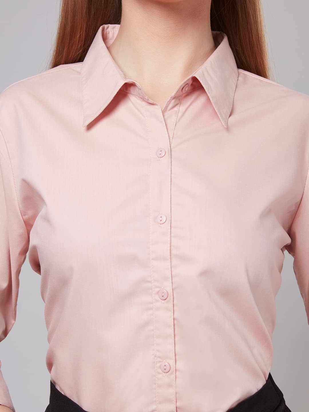 Style Quotient Women Solid Nude Polycotton Regular Formal Shirt L