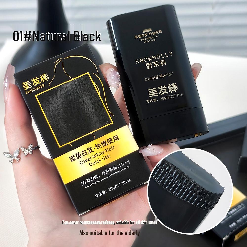 Стайлинг-стик для волос  Снежный Жасмин : Временный закрашиватель седых волос и расческа-краска - Без повреждений, Кратковременное решение