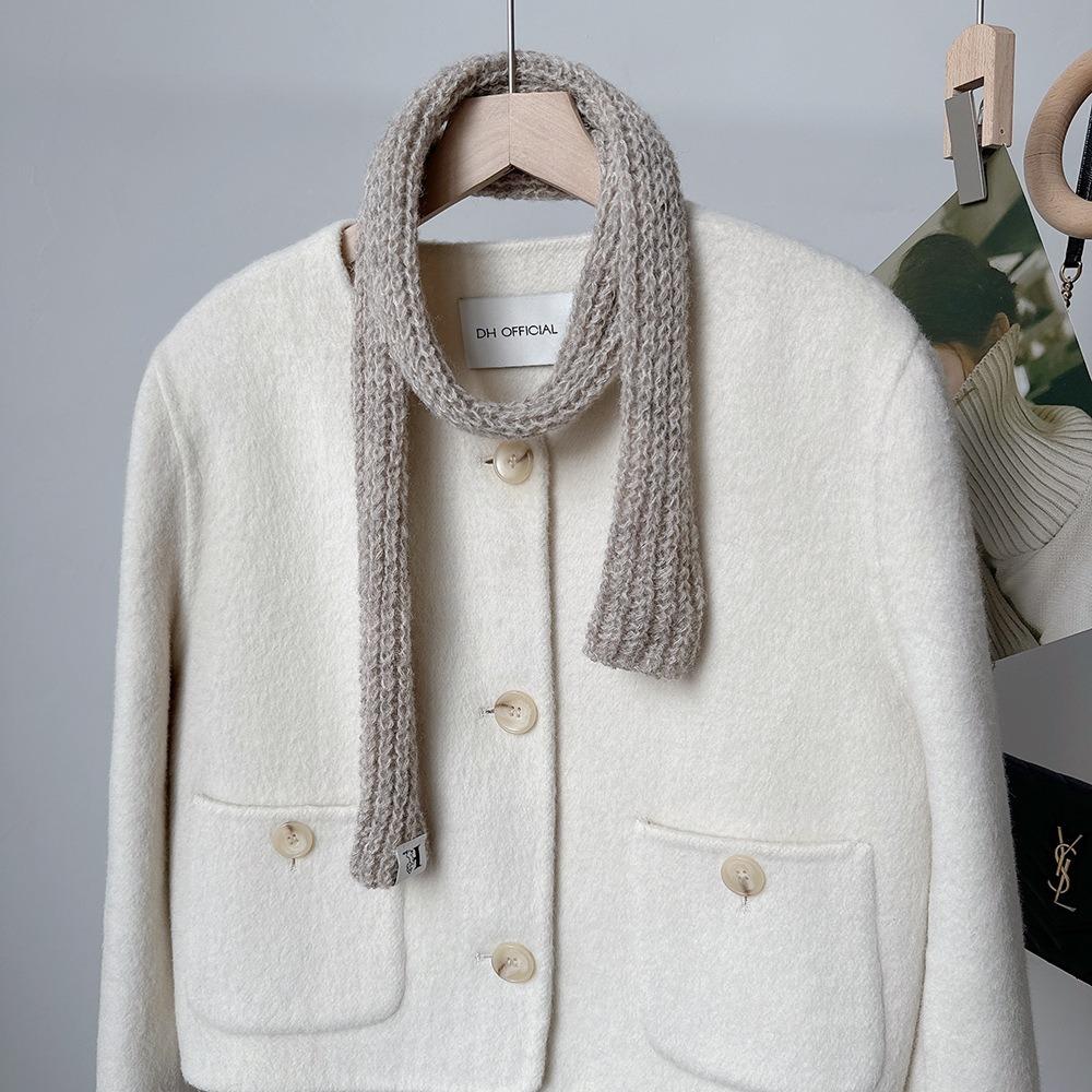 Imitation Cashmere Wool Knitted Scarves Solid Color Winter Scarves Fashion Narrow Long Scarf