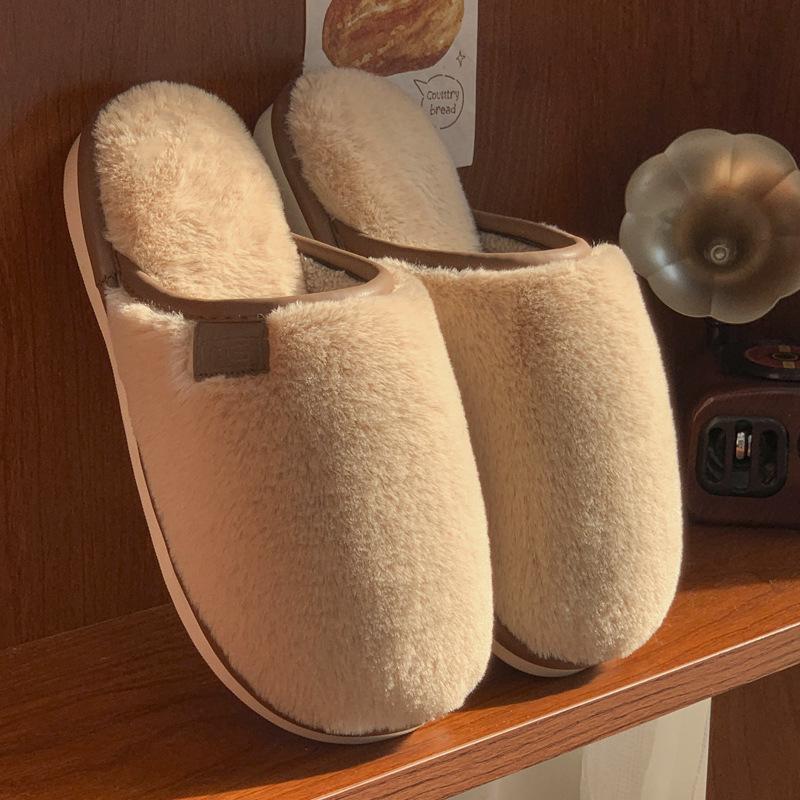 Soft Cotton Plush Winter Slippers: Warm, Non-Slip Indoor Footwear for Couples