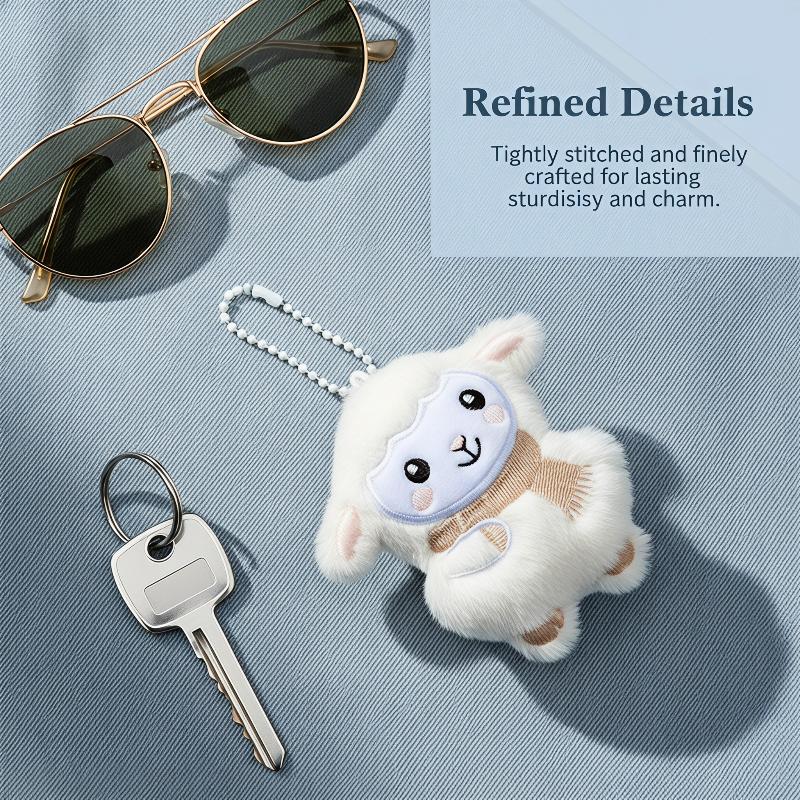 Fluffy Plush Sheep Keychains Adorable Embroidery Detail Mini Stuffed Key Holder for Car Backpack Kids Birthday Party Favor