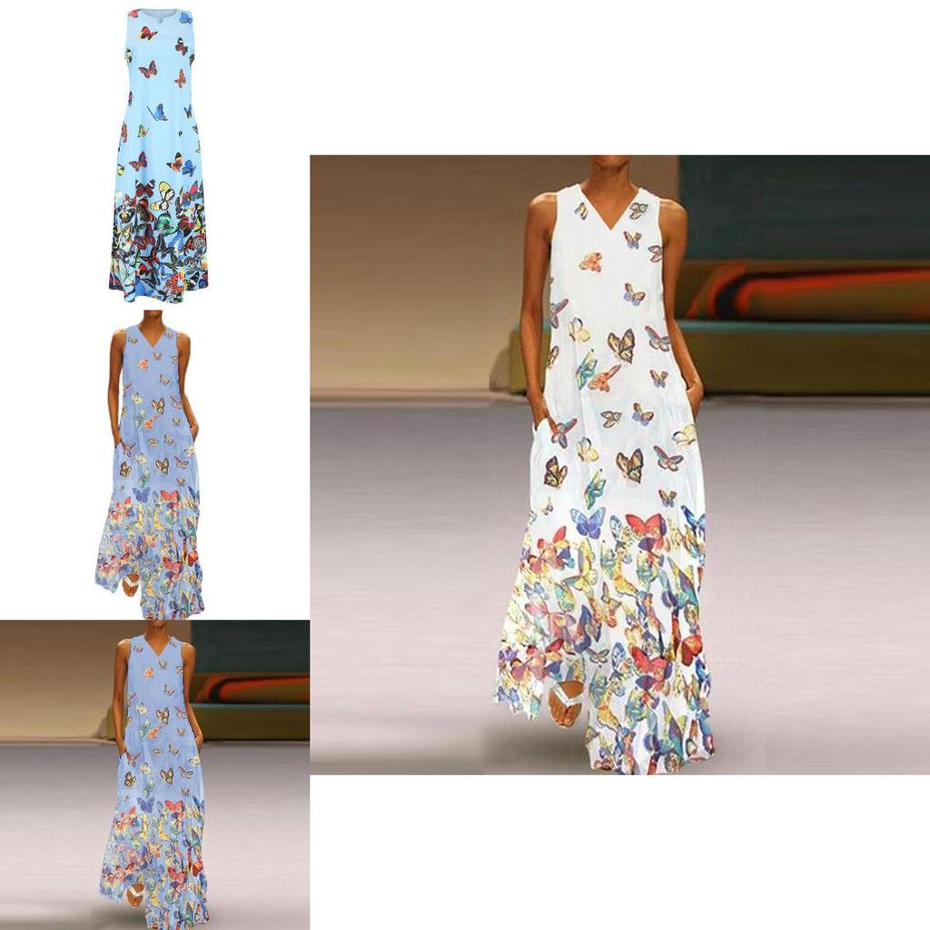 Elegant Women Sleeveless Bohemia Long Maxi Dress For Summer Beach Parties In Plus Sizes