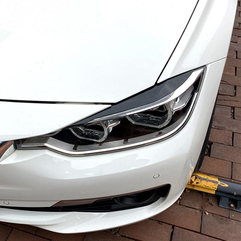 2pcs Suitable For Bmw 3 Series F30 F31 318i 320i 2012-2018 Front Headlight Eyebrow Carbon Fiber Exterior Decoration Car Sticker