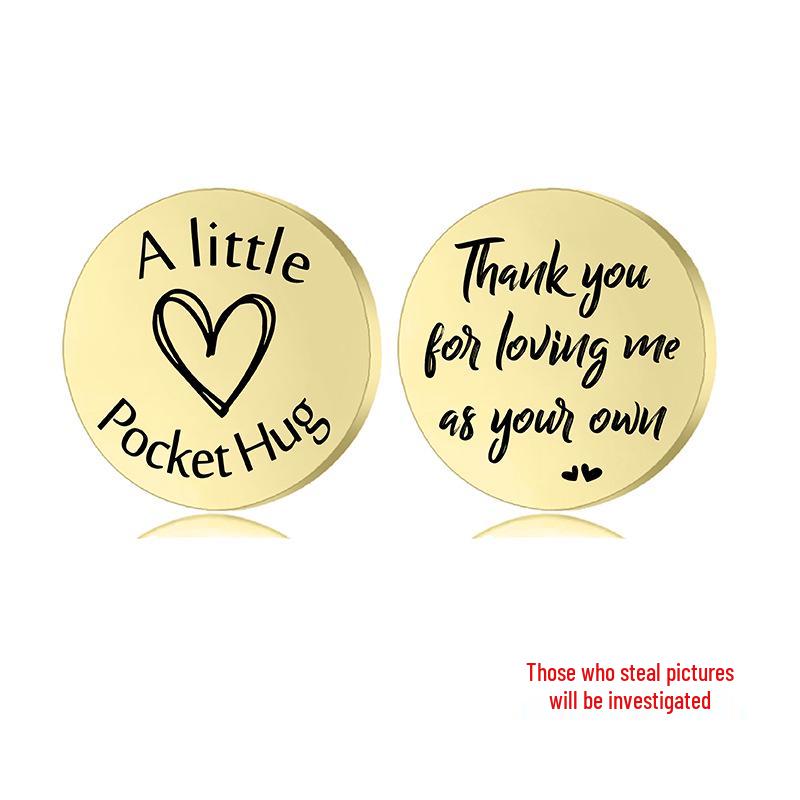 Lucky Charm Motivational Coin: Engravable Stainless Steel Couple & Family Gift Ornament.