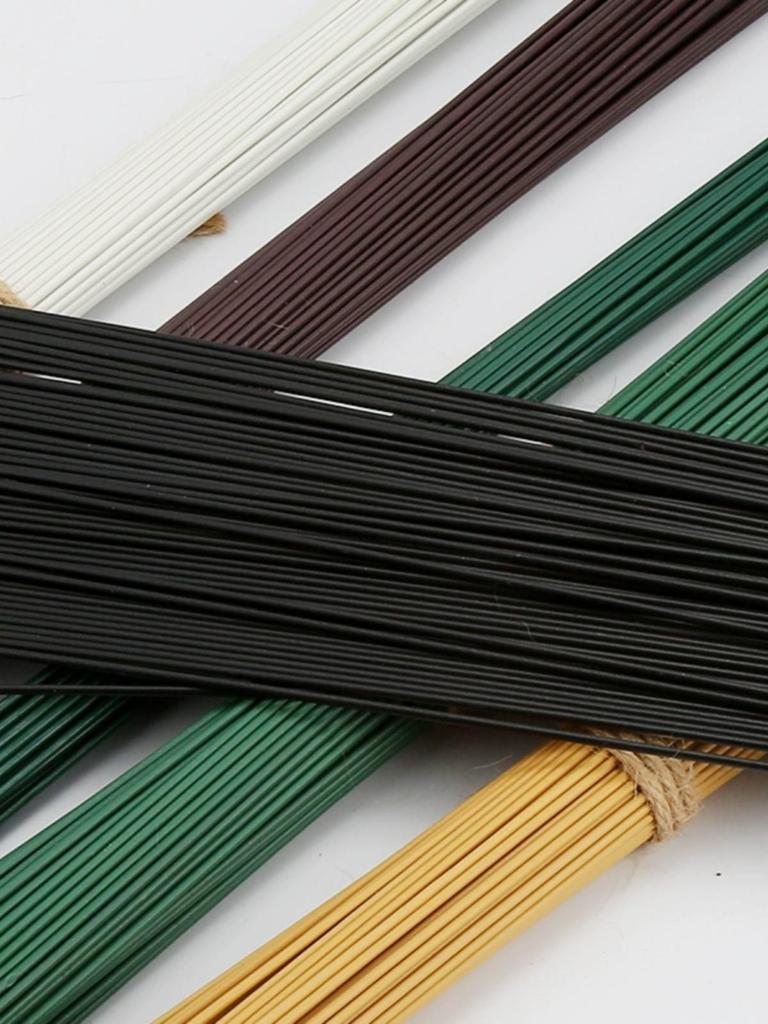 Handmade Floral Stem Iron Wire Yarn for DIY Basket Bouquets - Coffee, Green, White