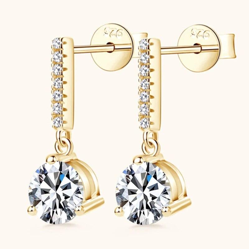 D Color 1ct  Zircon Drop Earrings for Women  Sterling  Plated Wedding Earring