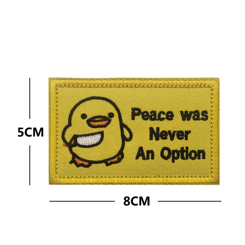 

Cartoon Yellow Duck Plush Armband with This is Fine Morale Patch Velcro Sticker