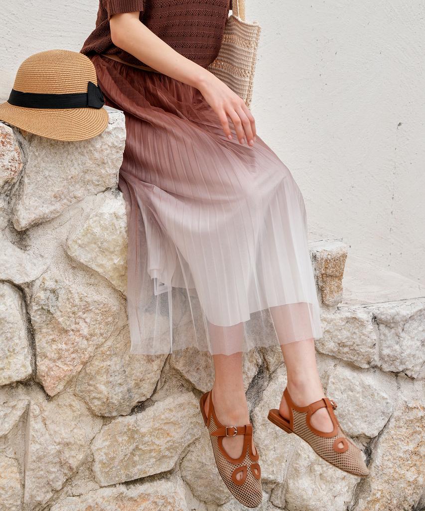PIGMENT [Feature] Gradient Satin Tulle Skirt (Yksk260102)