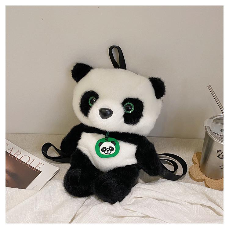 Plush Adorable Panda Backpack Handbag With Nylon Lining For Teen Fashion Gift