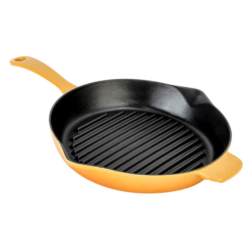 Lava Cast Iron Round Grill Pan. Long-Stem, Dia. Ø 28cm.