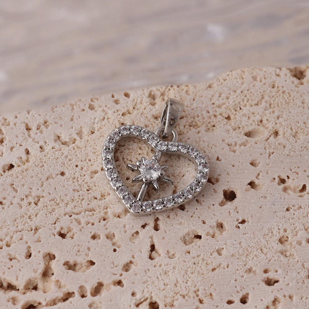 18 Karat Vergoldeter Herz- und Stern-Anhänger mit Zirkonia für DIY-Halskette oder Armband