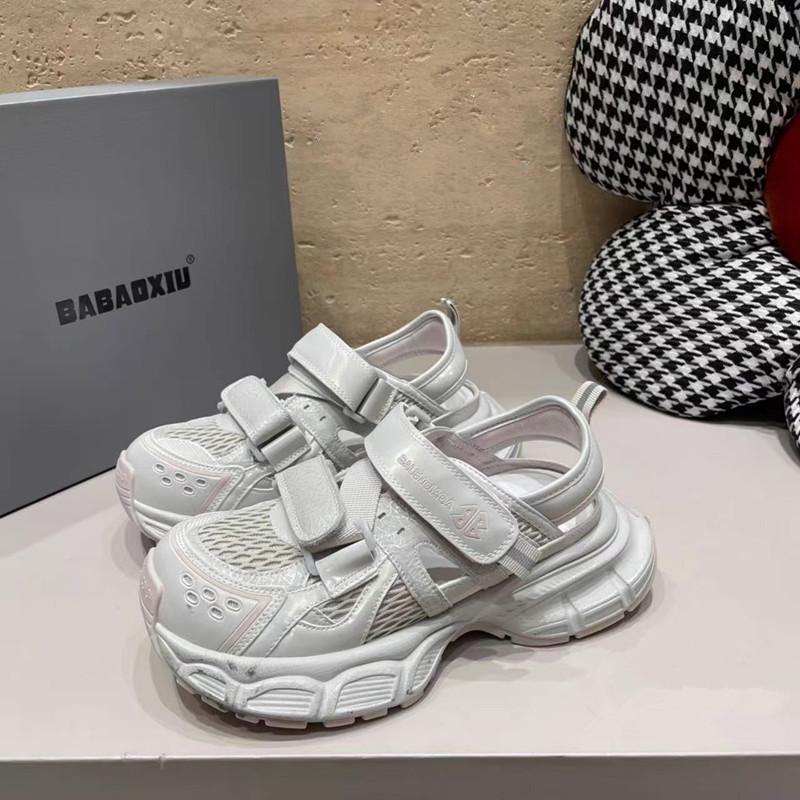 Thick-soled hollowed-out breathable mesh dad shoes women's summer new leather versatile sports lazy bag head sandals