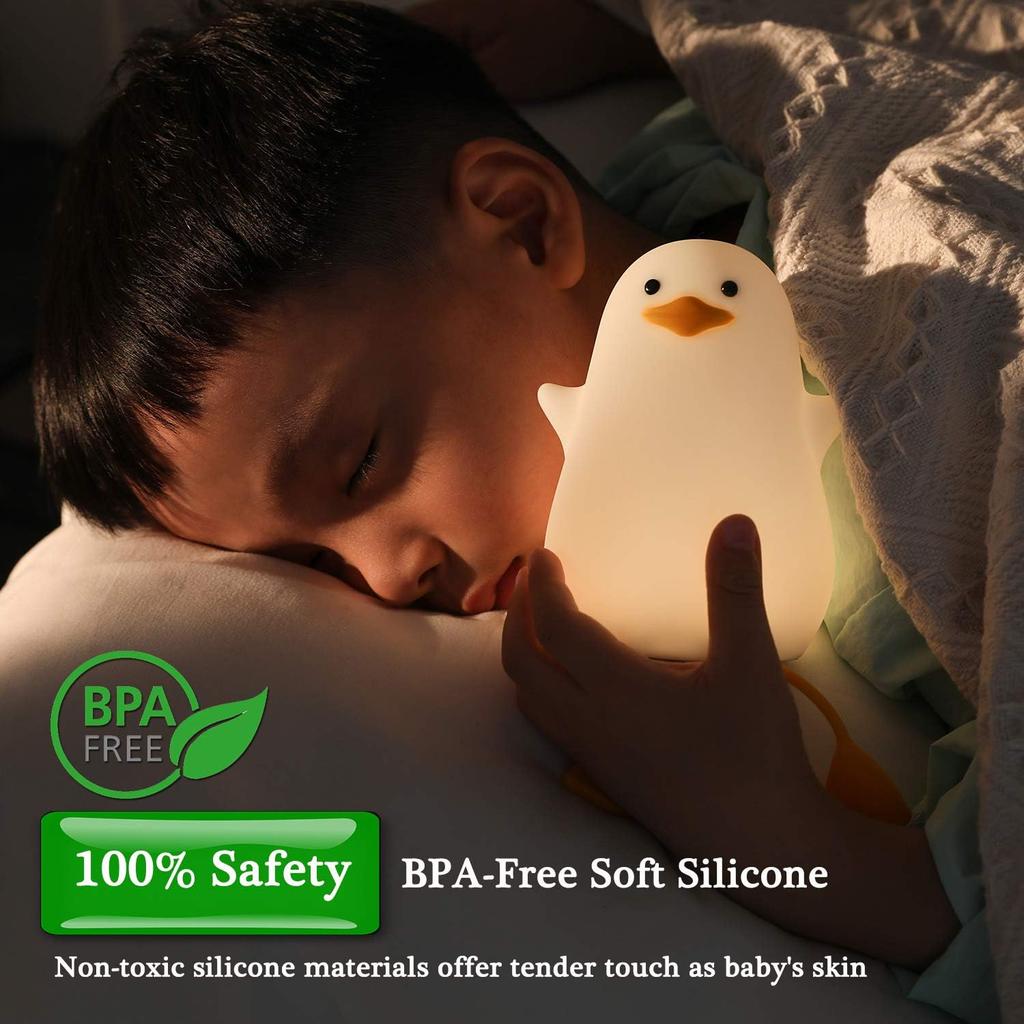 Duck LED Night Bedside Nursing Timer Cute Dimmable Table Night Bedside USB Safe ABS Ambient Warm Baby Gift Light, Lamp, Light, Setting, Lamp, Light,