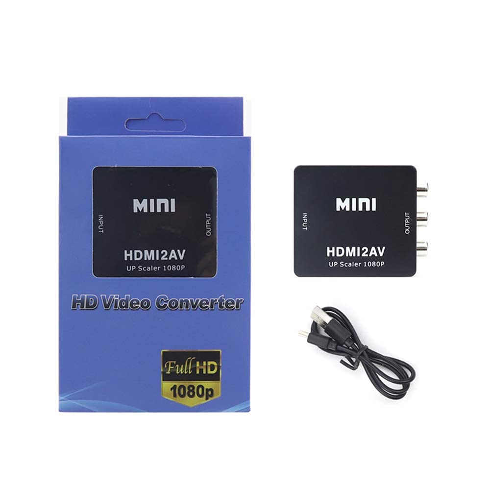 HDMI To AV Composite HDMI To RCA 1080P HDMI To Analog Converter Audio USB Power Cable for Car and Nintendo Switch Converter, Converter, PAL/NTSC