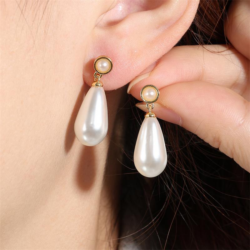 ZAKOL White Teardrop Simulation Zircon Dangle Earrings Baroque Palace Style Wedding Party Zircon 2024 New
