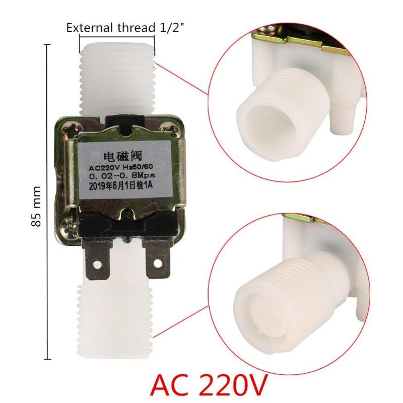 שסתום סולנואיד עם הברגה זכר 1/2 אינץ', 220V AC / 12V DC, שסתום בקרה מגנטי למים, מתג בקר לחץ פנאומטי, מפצל, סגור בדרך כלל