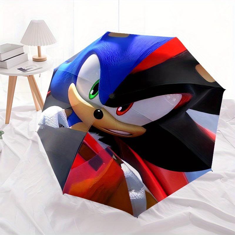 Sonic The Hedgehog Parasol   Uroczy Parasol z Uroczy Designem, Przenośny Składany 3x Kompaktowy Parasol dla Mężczyzn i Kobiet,S359