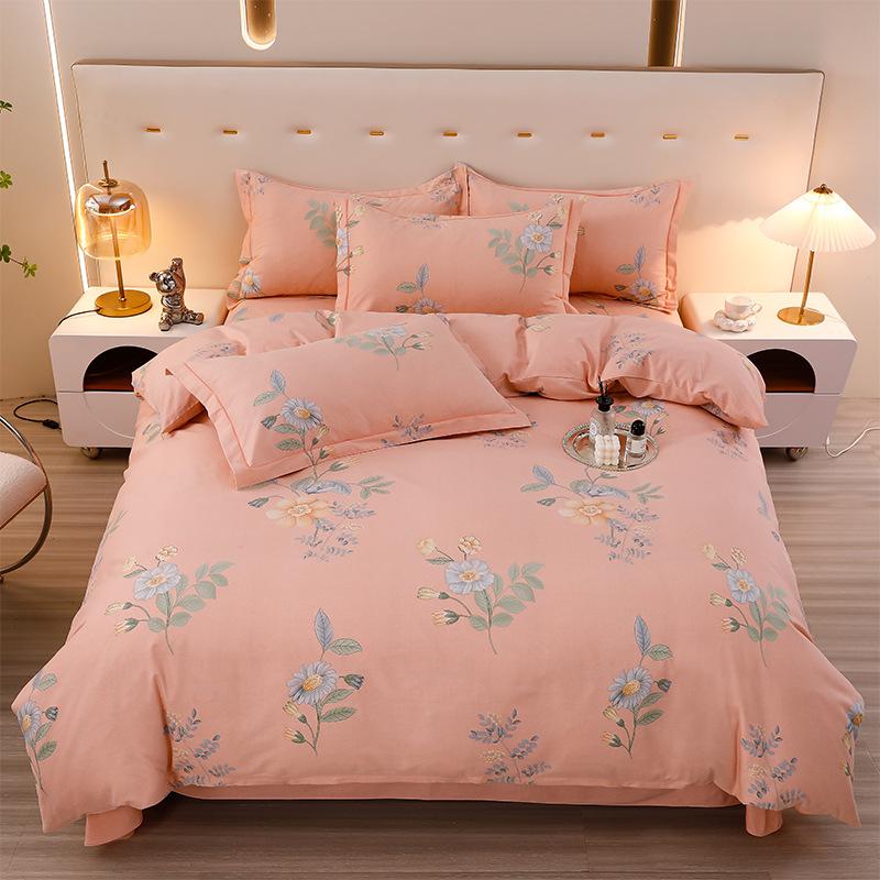 Thickened Cotton Four-piece Set, Pure Cotton Bed Sheet Quilt Cover, Dormitory Three-piece Set, Bedding